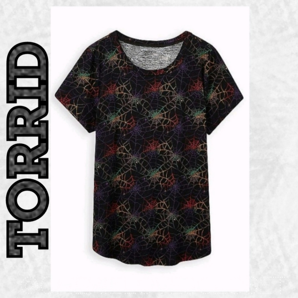 Torrid Rainbow Spider Web Vintage Tee! NWT!